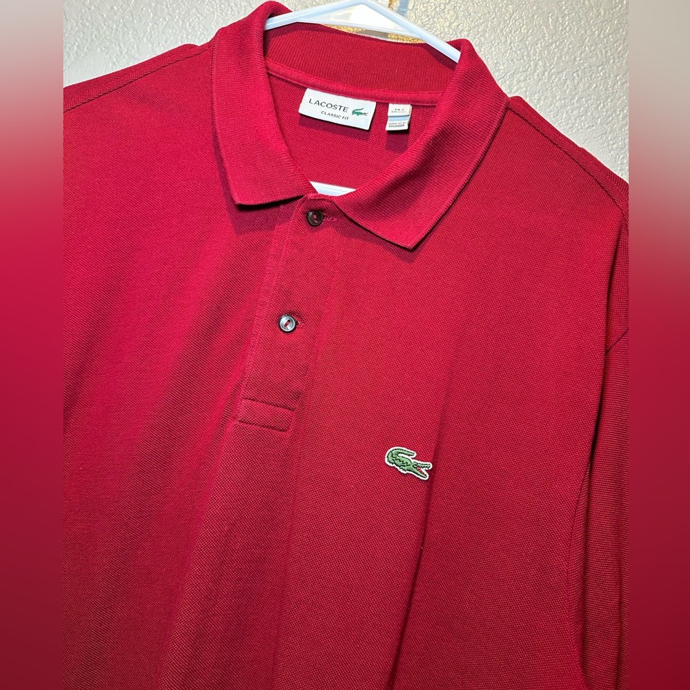 Mens Lacoste Dark Red Polo T-Shirt 100% Cotton size 2XL / FR 7